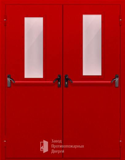 Фото двери «Двупольная с стеклом и антипаникой (красная)» в Химкам