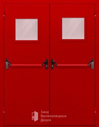 Фото двери «Двупольная со стеклопакетом и антипаникой (красная)» в Химкам