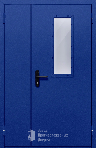 Фото двери «Полуторная со стеклом (синяя)» в Химкам