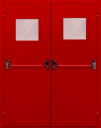 Фото двери «Двупольная со стеклопакетом и антипаникой (красная)» в Химкам