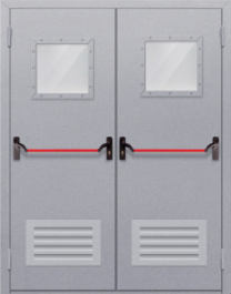 Фото двери «Двупольная со стеклопакетом и решеткой (антипаника)» в Химкам