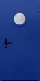 Фото двери «Однопольная с круглым стеклом (синяя)» в Химкам