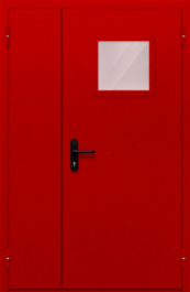 Фото двери «Полуторная со стеклопакетом (красная)» в Химкам