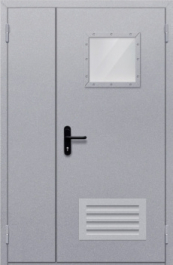 Фото двери «Полуторная со стеклопакетом и решеткой» в Химкам