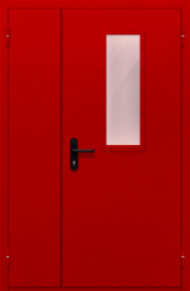 Фото двери «Полуторная со стеклом (красная)» в Химкам