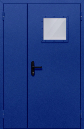 Фото двери «Полуторная со стеклопакетом (синяя)» в Химкам